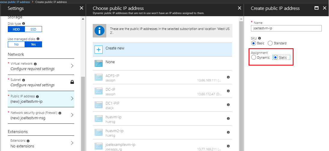 Public IP configuration